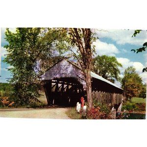 Covered Bridge Parsonfield Porter Maine Postcard Travel Souvenir Unposted